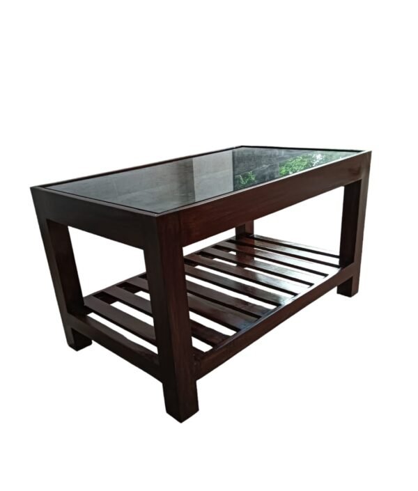 Alkesiya Wooden Coffee Table Top Glass